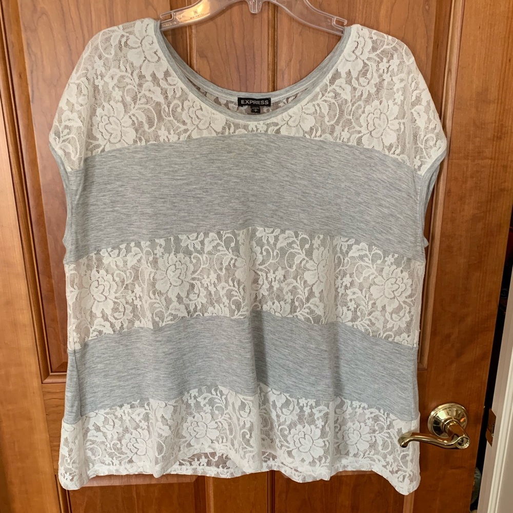 Nice EXPRESS oversized shirt with lace detail. S/P